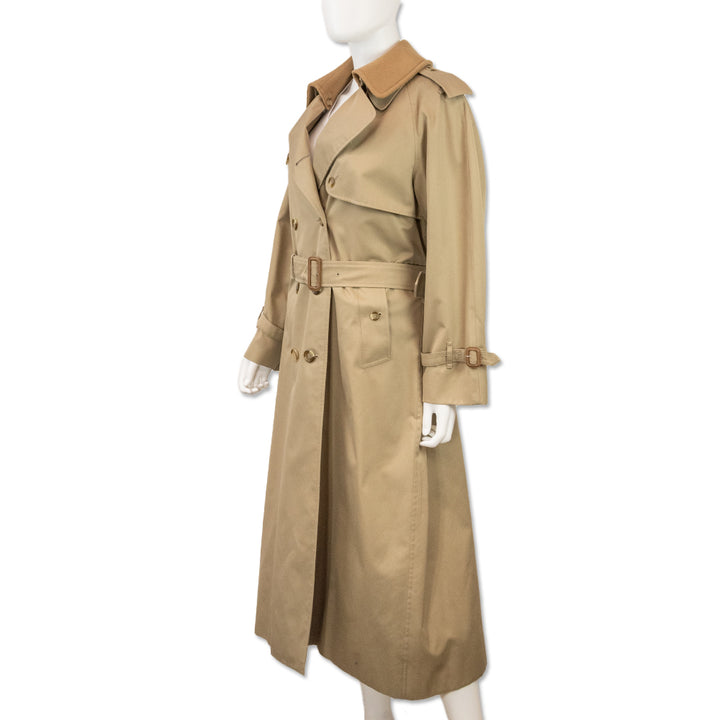 Burberry London Beige Double-Breasted Fleece-Lined Trench Coat