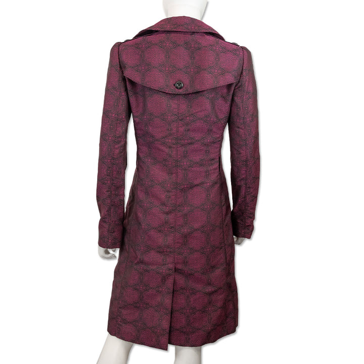 Burberry London Black Hot Pink Pattern Trench Coat