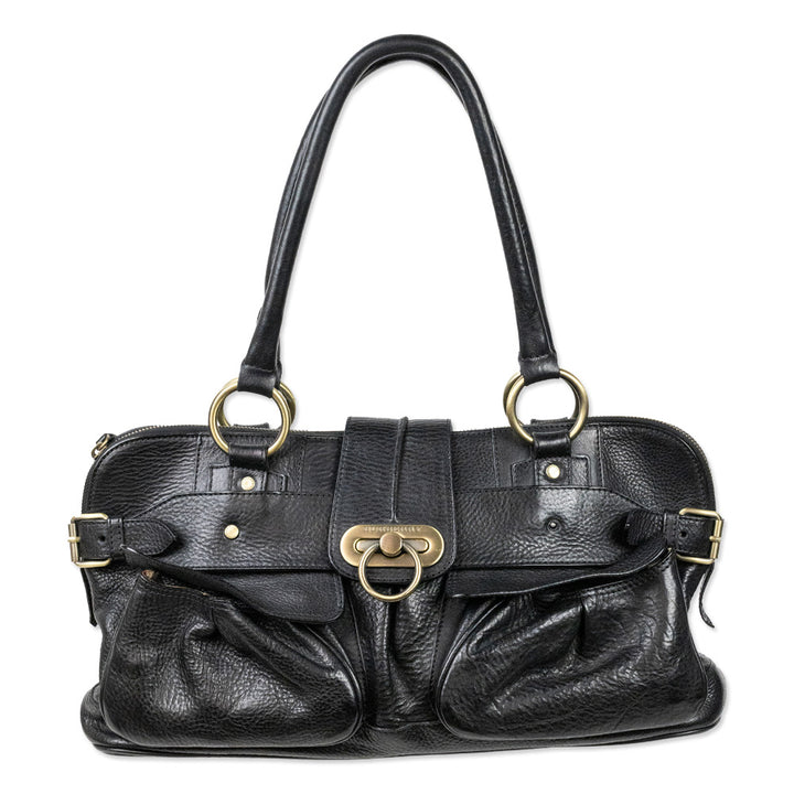 Burberry London Black Leather Pocket Shoulder Bag