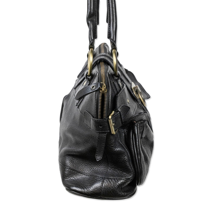 Burberry London Black Leather Pocket Shoulder Bag