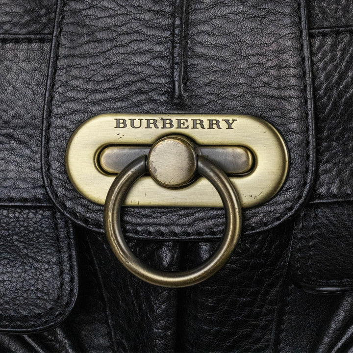 Burberry London Black Leather Pocket Shoulder Bag