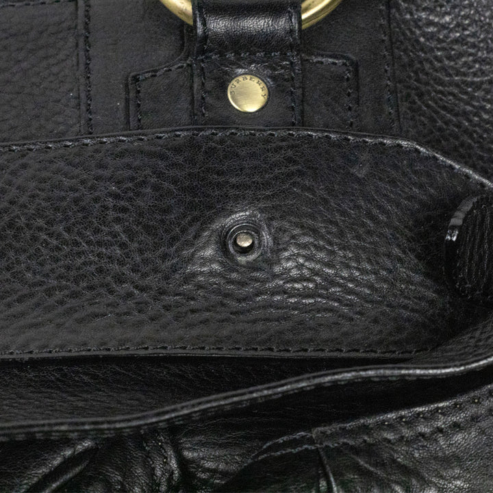 Burberry London Black Leather Pocket Shoulder Bag