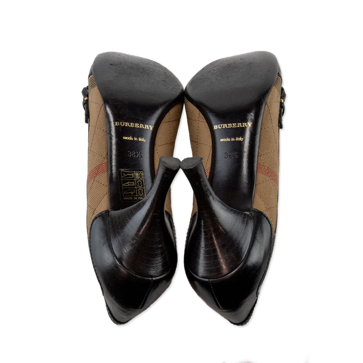 Burberry Nova Check and Leather Round Toe Heels