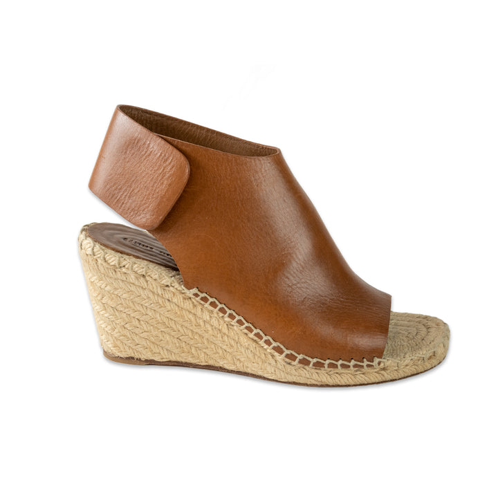 Celine Leather Open Toe Wedge Espadrilles