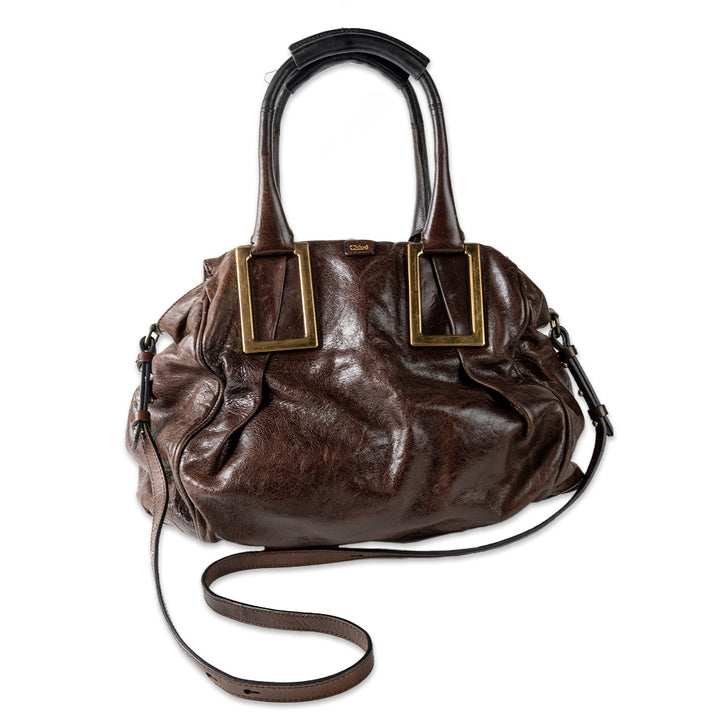 Chloe Ethel Handbag in Brown Leather with Gold Hardware