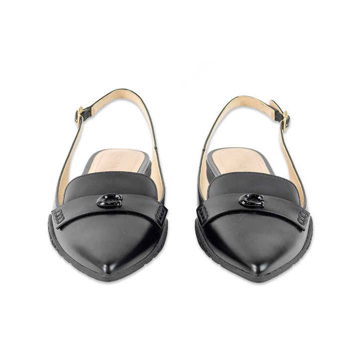 Coach "Carrie" Leather Pointed Toe Sling Back Flats