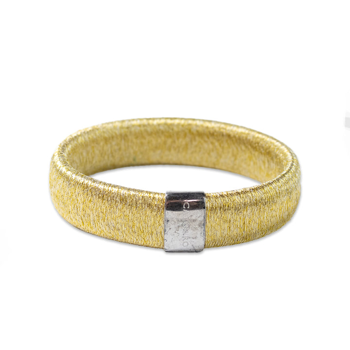 Calgaro Gold Weave Bangle with Silver Embellishment