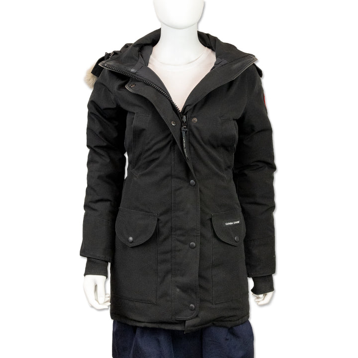 Canada Goose Black Hooded Parka with Fur Trim