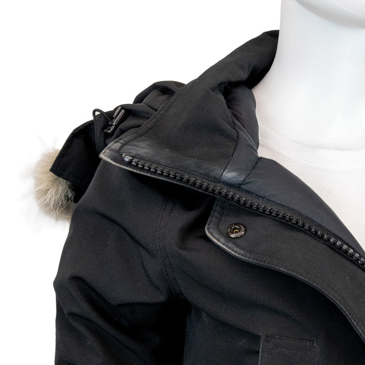 Canada Goose Black Hooded Parka with Fur Trim