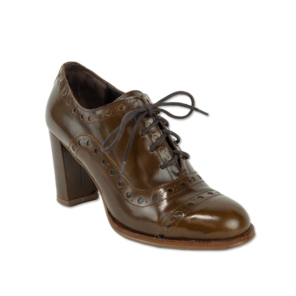 Carlo Pazolini Brown Patent Leather Lace-Up Wingtip Booties