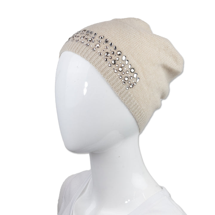 Carolyn Rowan Cashmere Blend Knit Beanie with Rhinestones