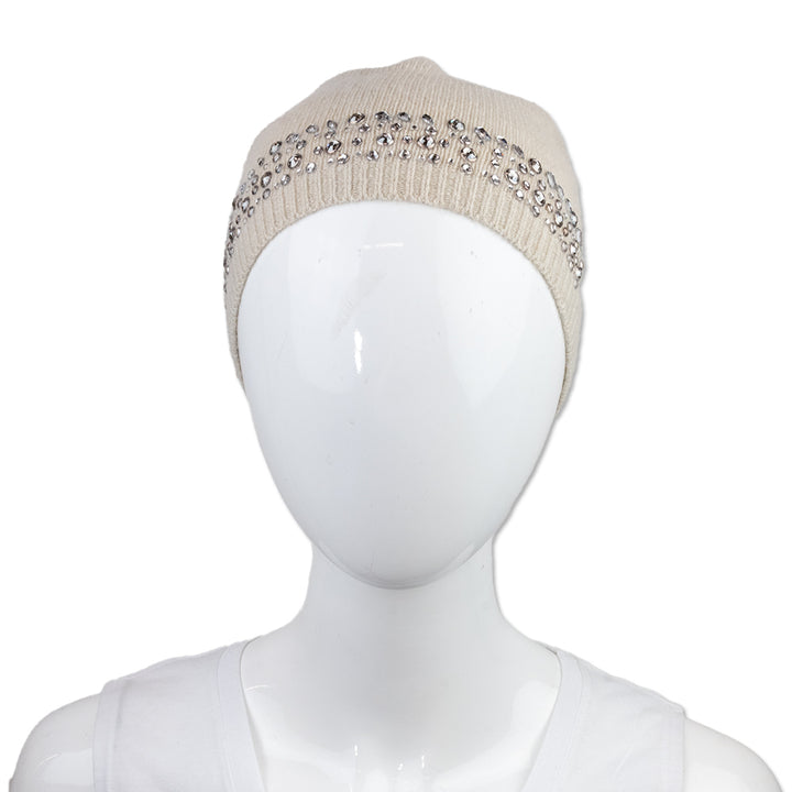 Carolyn Rowan Cashmere Blend Knit Beanie with Rhinestones