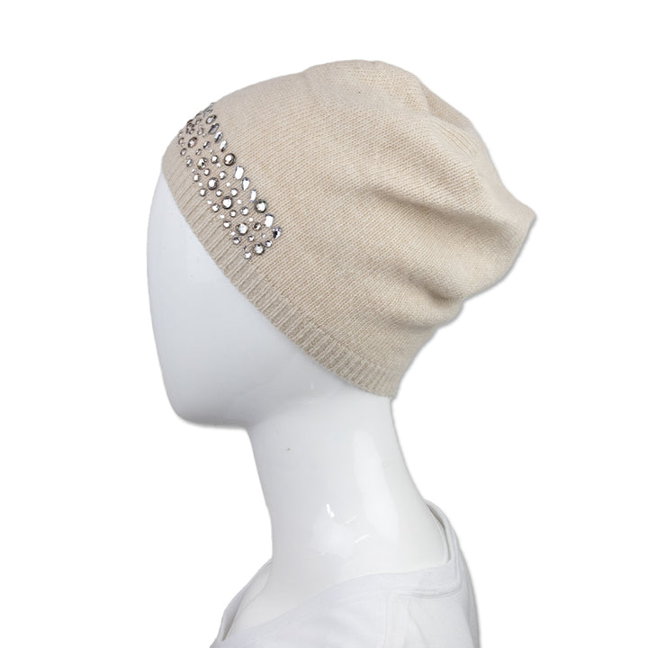 Carolyn Rowan Cashmere Blend Knit Beanie with Rhinestones