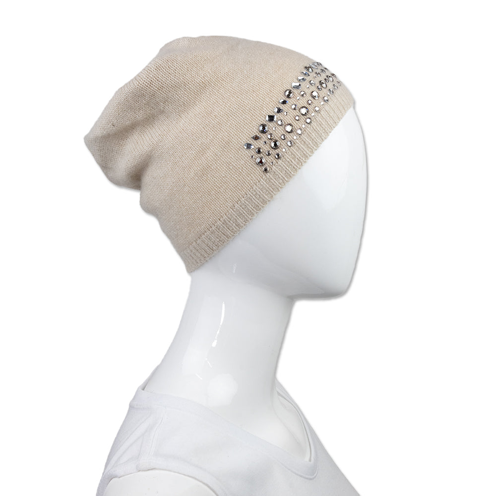 Carolyn Rowan Cashmere Blend Knit Beanie with Rhinestones