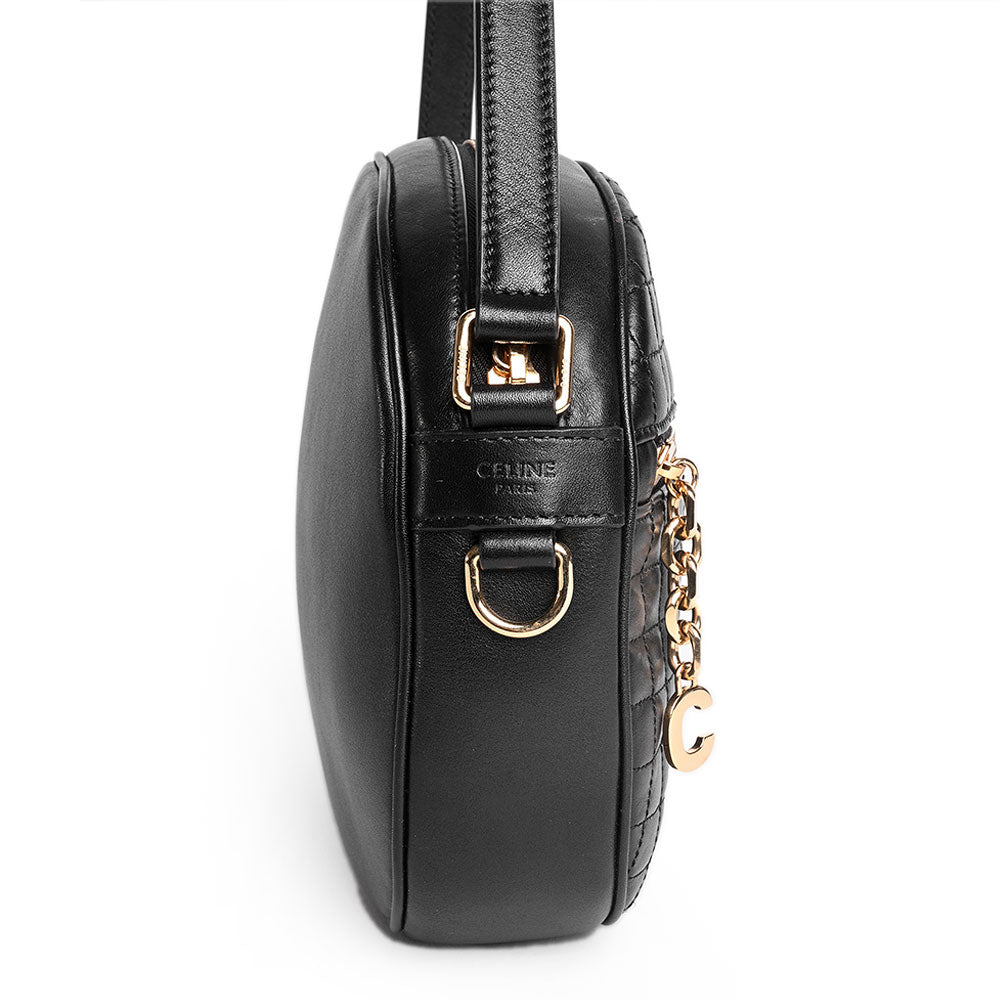 Celine Small C Charm Black Leather Crossbody Bag