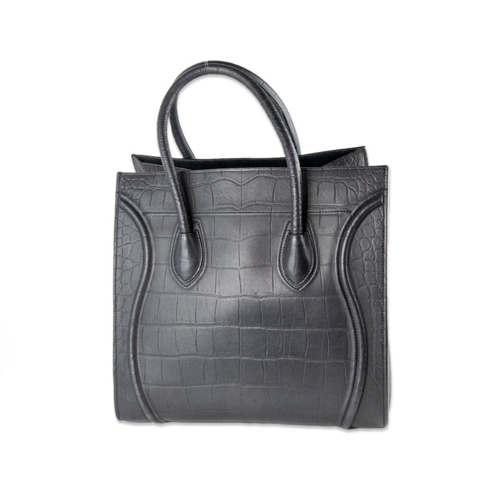 Celine Black Crocodile Embossed Calfskin Medium Phantom Luggage