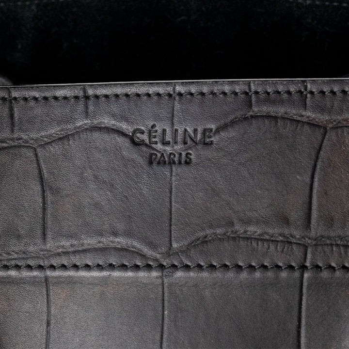 Celine Black Crocodile Embossed Calfskin Medium Phantom Luggage