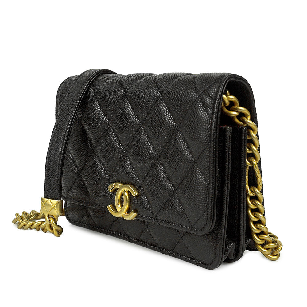 Chanel Black Caviar Mini Bracelet Wallet on Chain