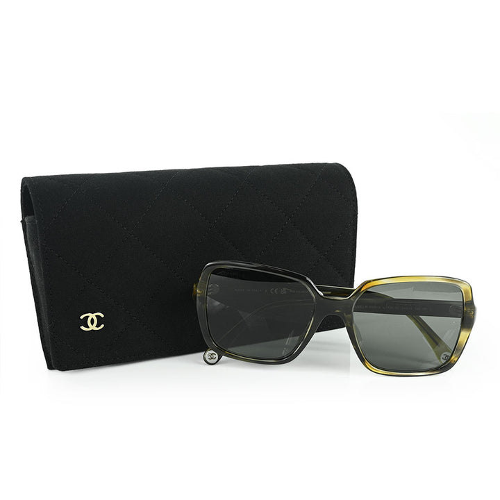 Chanel Gray Tort Square Frame Sunglasses