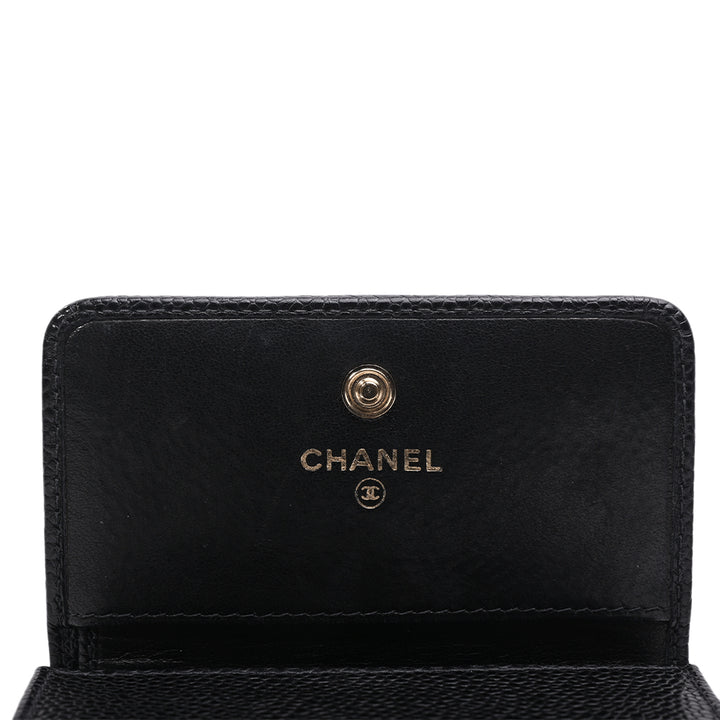 Chanel Vintage Black Caviar Compact CC Wallet