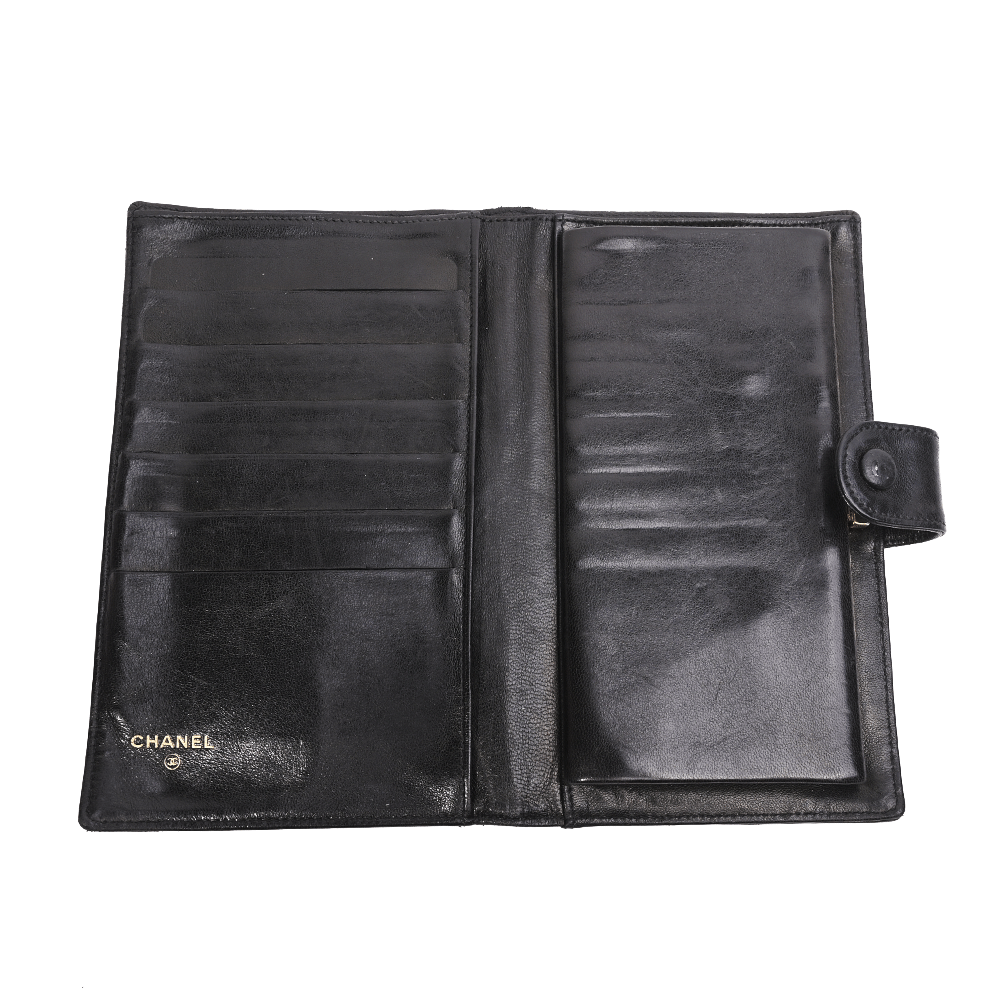 Chanel Vintage Black Leather CC Snap Wallet