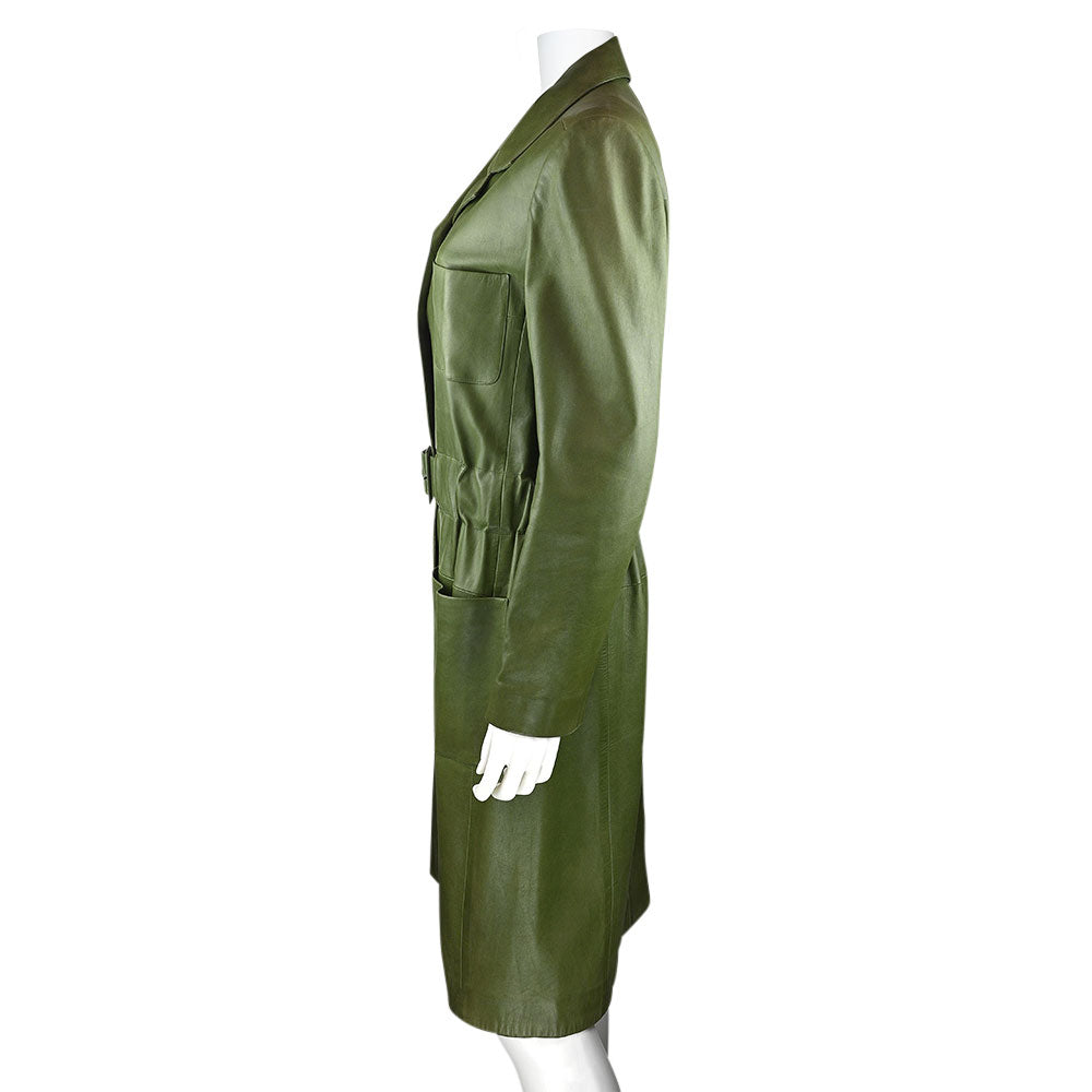 Chanel Vintage Olive Leather Trench Coat