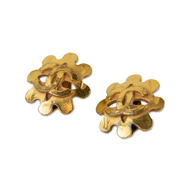 Chanel 1994 Gold Plated CC Clip Earrings