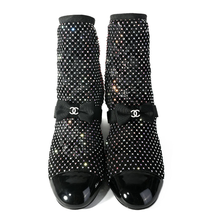 Chanel 2023 Crystal CC Bow Sock Boots