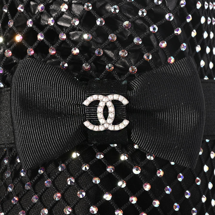 Chanel 2023 Crystal CC Bow Sock Boots