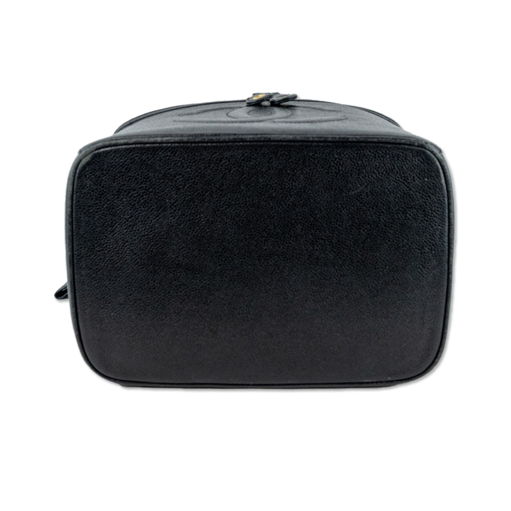 Chanel Black Leather Caviar CC Vanity Train Case