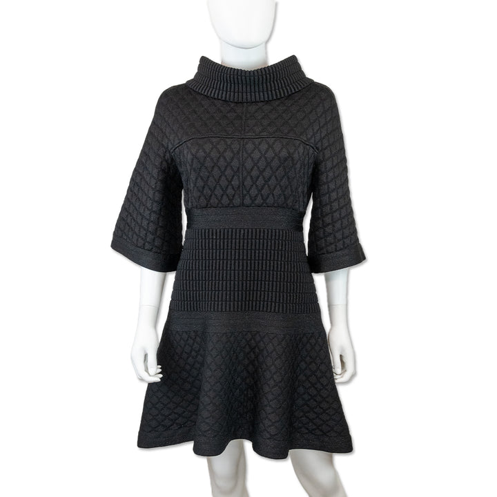 Chanel Black Shimmer Diamond Quilted Knit Dress