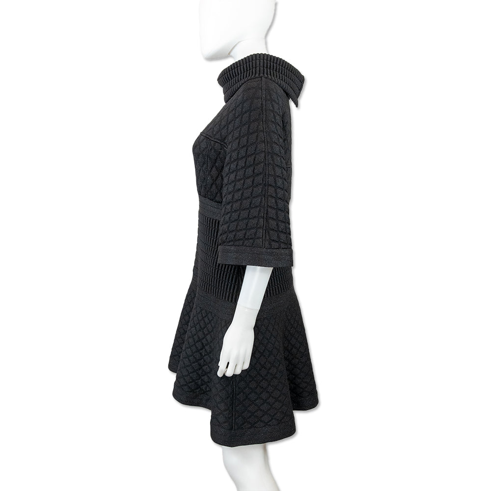 Chanel Black Shimmer Diamond Quilted Knit Dress