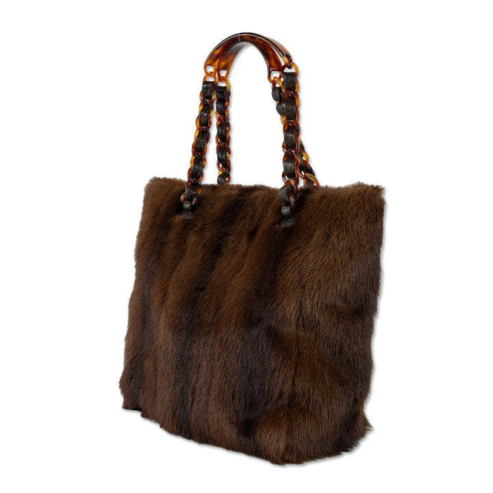 Chanel Brown Mink Fur Tote