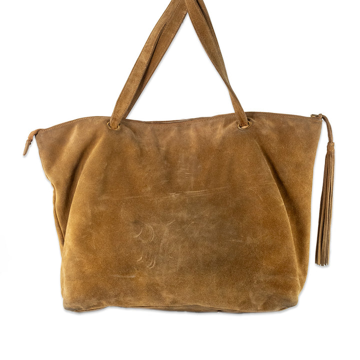 Chanel Brown Suede Turn Lock Tote