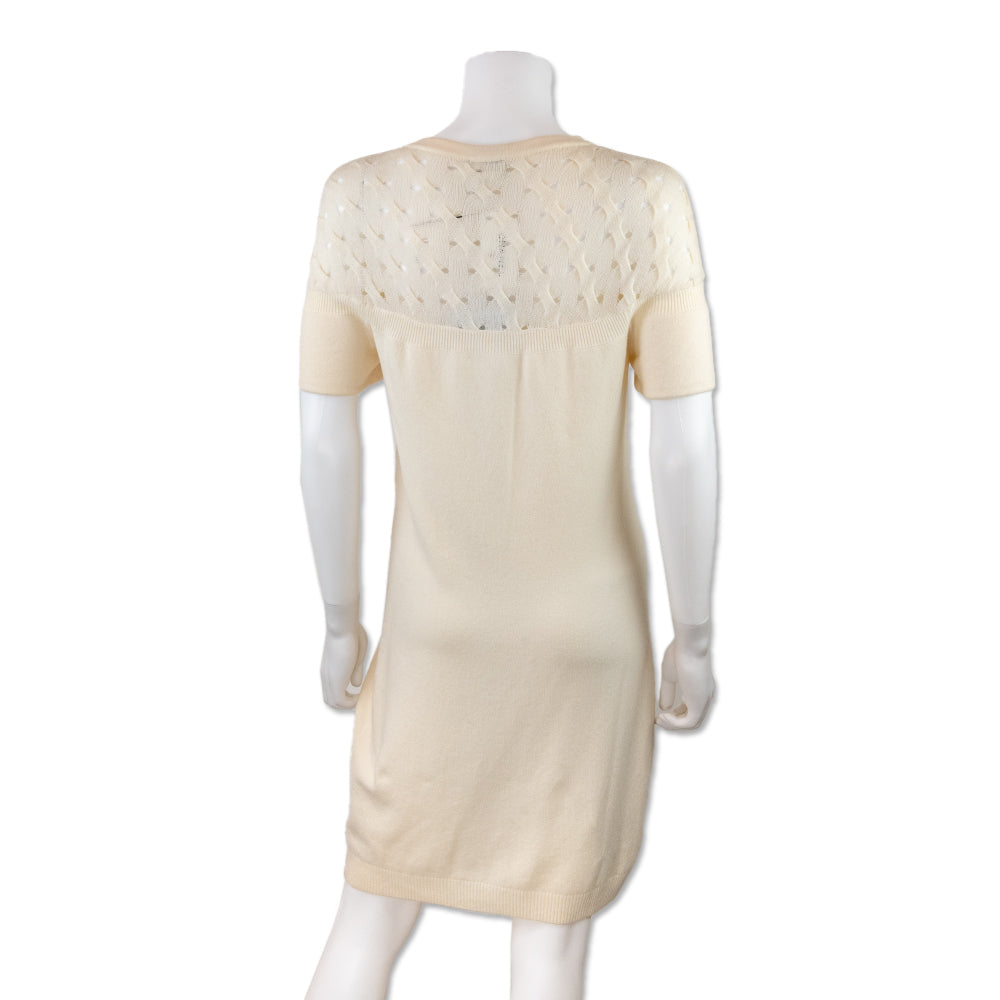 Chanel Cream Cashmere Knit Short Sleeve Midi Dress