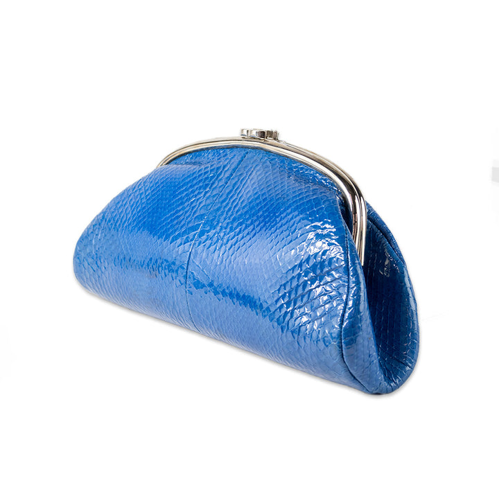 Chanel Glazed Python Clutch in Cobalt Blue