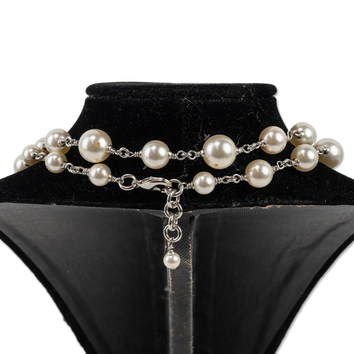 Chanel Graduated Pearl Crystal CC Long Necklace