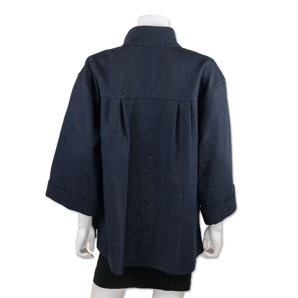 Chanel Navy Blue 3/4 Sleeve Jacket with Oversized Front Pockets