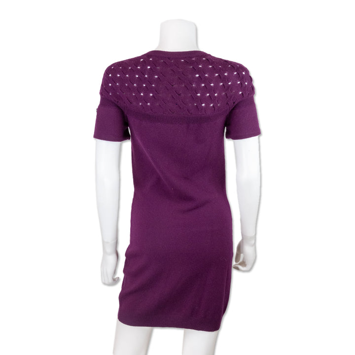 Chanel Purple Cashmere Knit Short Sleeve Midi Dress