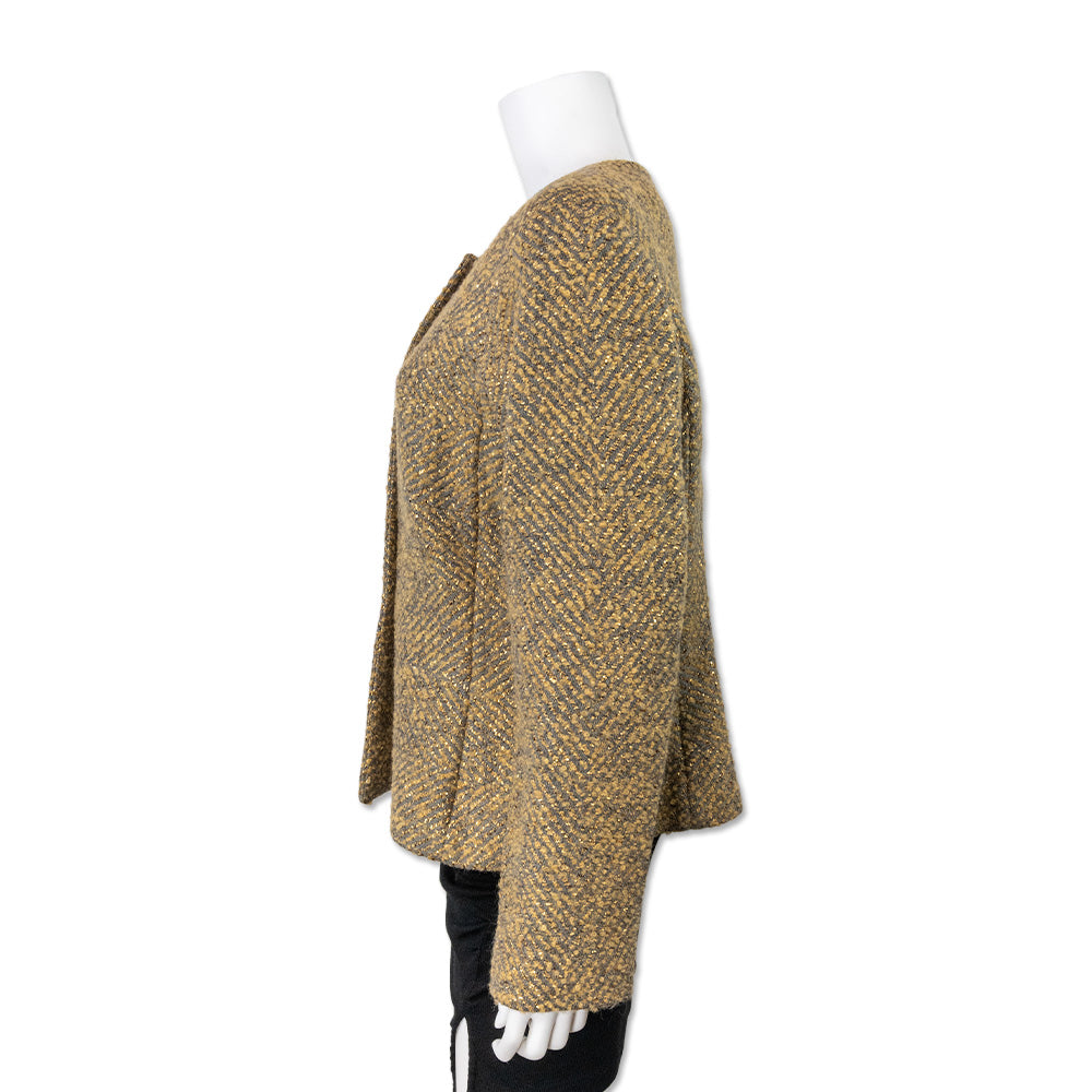 Chanel Vintage 2000s Yellow and Gray Tweed Jacket