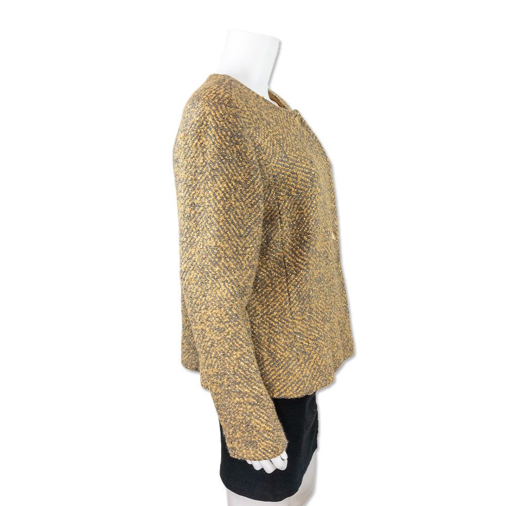 Chanel Vintage 2000s Yellow and Gray Tweed Jacket