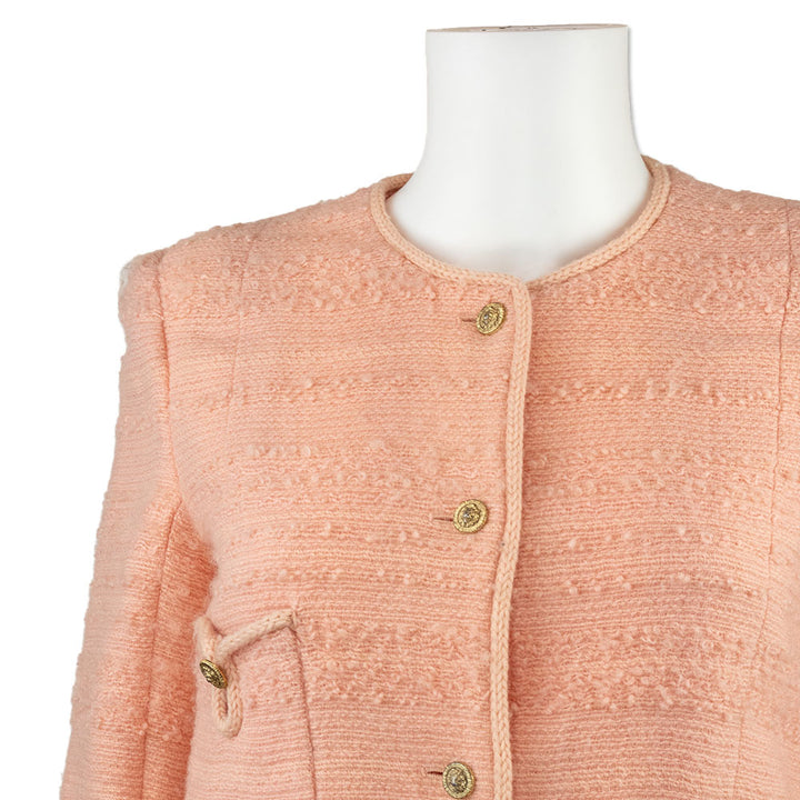 Chanel Vintage 1970's Two Piece Pink Tweed Skirt Suit