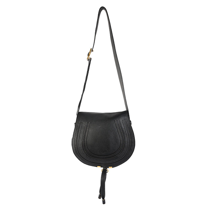 Chloe Medium Marcie Black Leather Saddle Bag