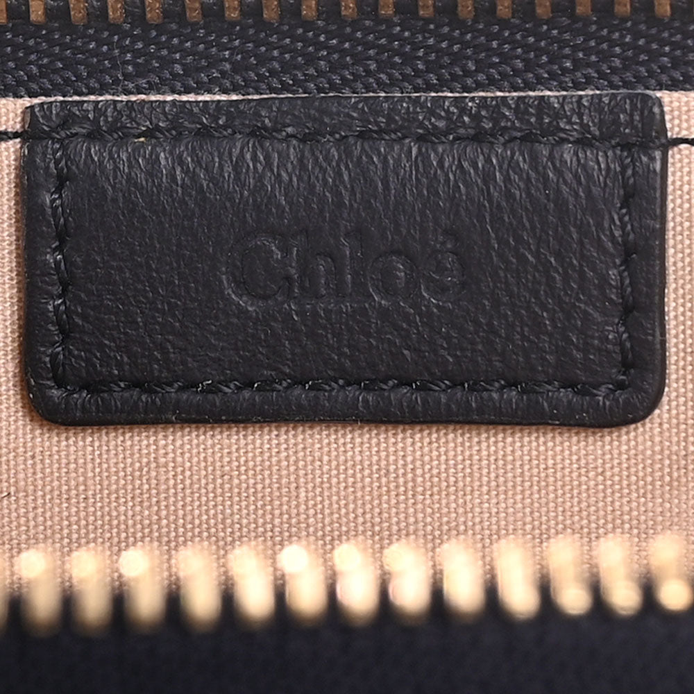 Chloe Navy Embossed C Flat Clutch