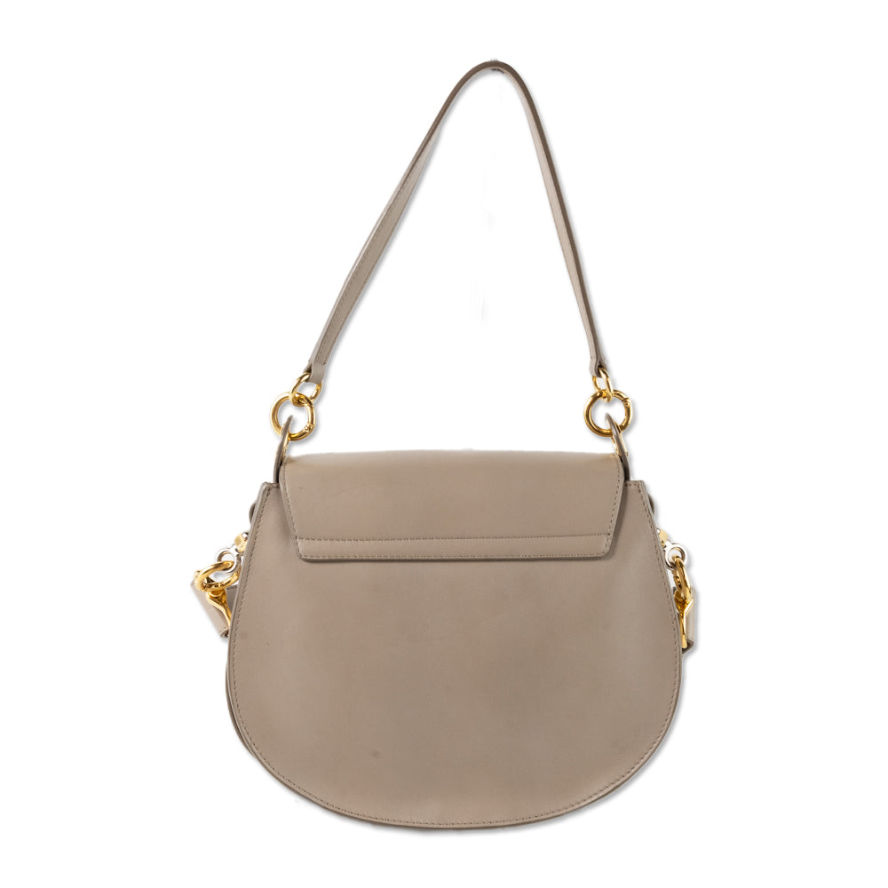 Chloe Large Tess in Motty Gray Shiny Leather and Suede