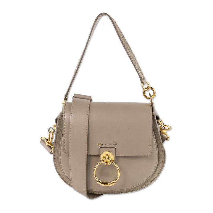 Chloe Large Tess in Motty Gray Shiny Leather and Suede