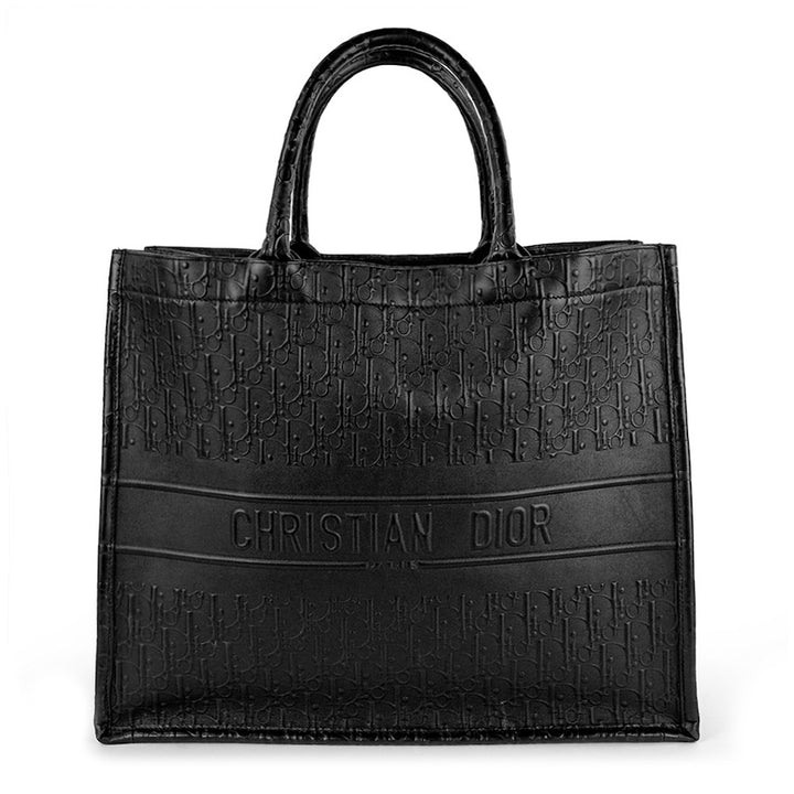 Christian Dior Black Leather Oblique Embossed Large Book Tote