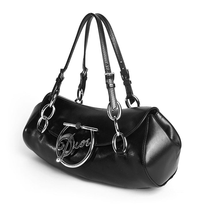 Christian Dior Diva Black Leather Barrel Bag