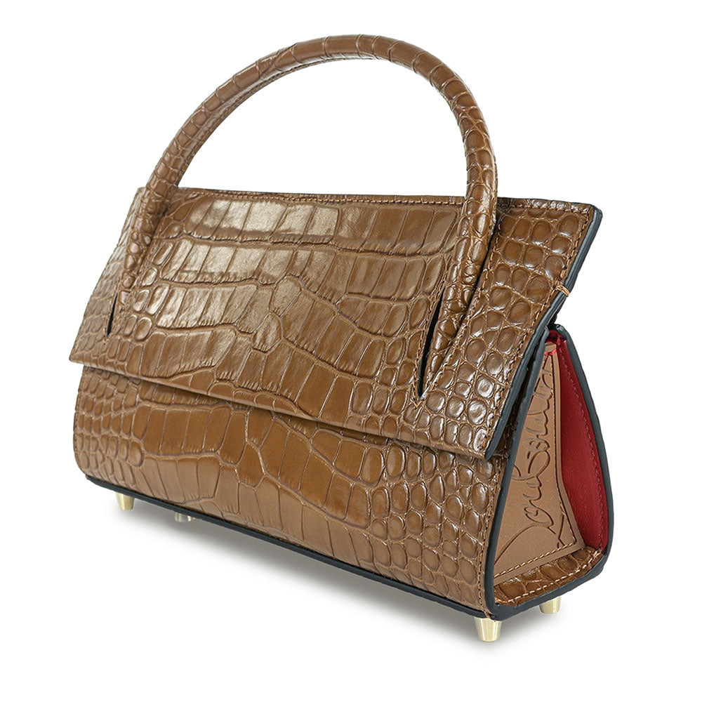 Christian Louboutin Paloma Baguette Croc Embossed Satchel