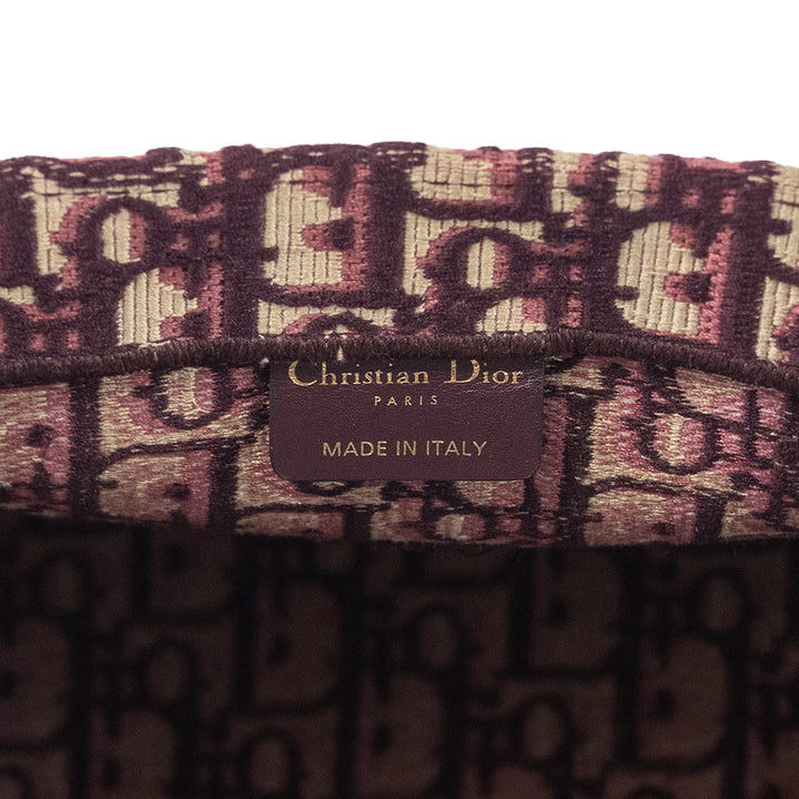 Christian Dior Burgundy Oblique Jacquard Medium Book Tote Bag